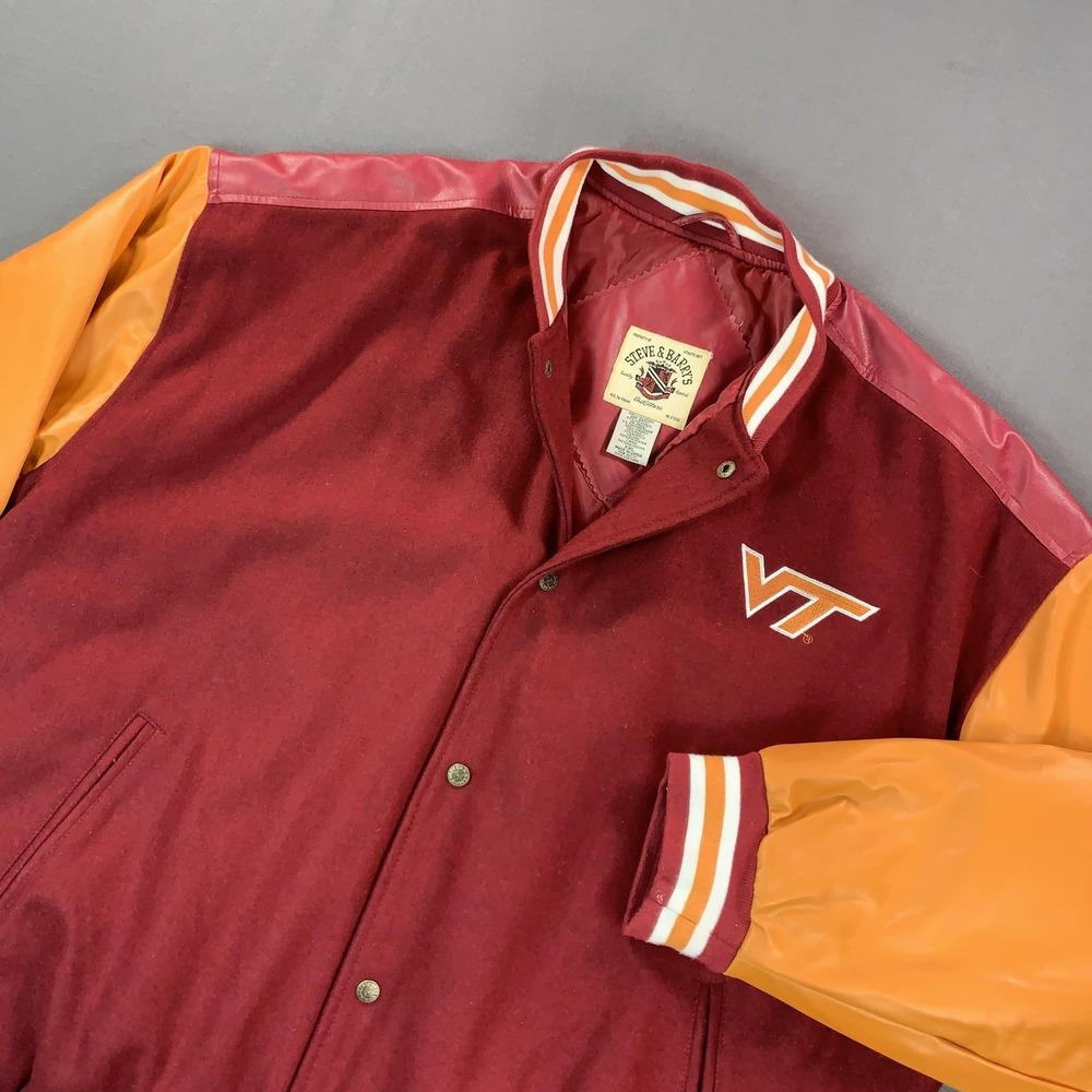 Virginia Tech Hokies Jacket Mens 2XL Red NCAA Football Steve & Barry's Varsity